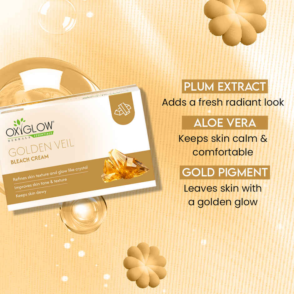 Oxyglow Herbals Golden Veil Bleach Cream For All Skin Types | Gives Instant Glow & Lightens Pigmentation