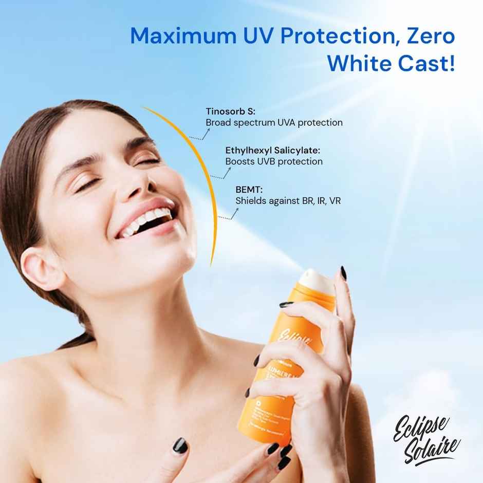 Eclipse Solaire Lumiere Mist Sunscreen Spray SPF 50 PA+++ UVA/ UVB/ IR / BR / VR | No White Cast