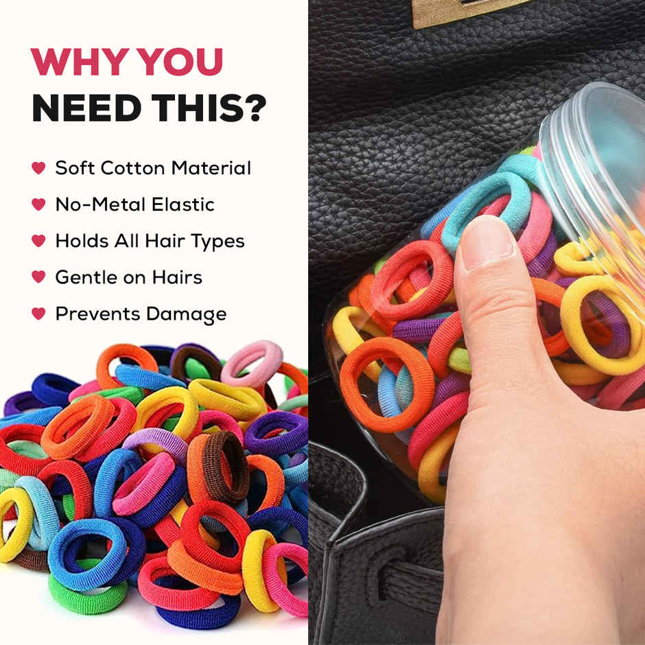 Multibrite Small Elastic Hair Ties | Stretchable Rubber Bands | Buns & Braids