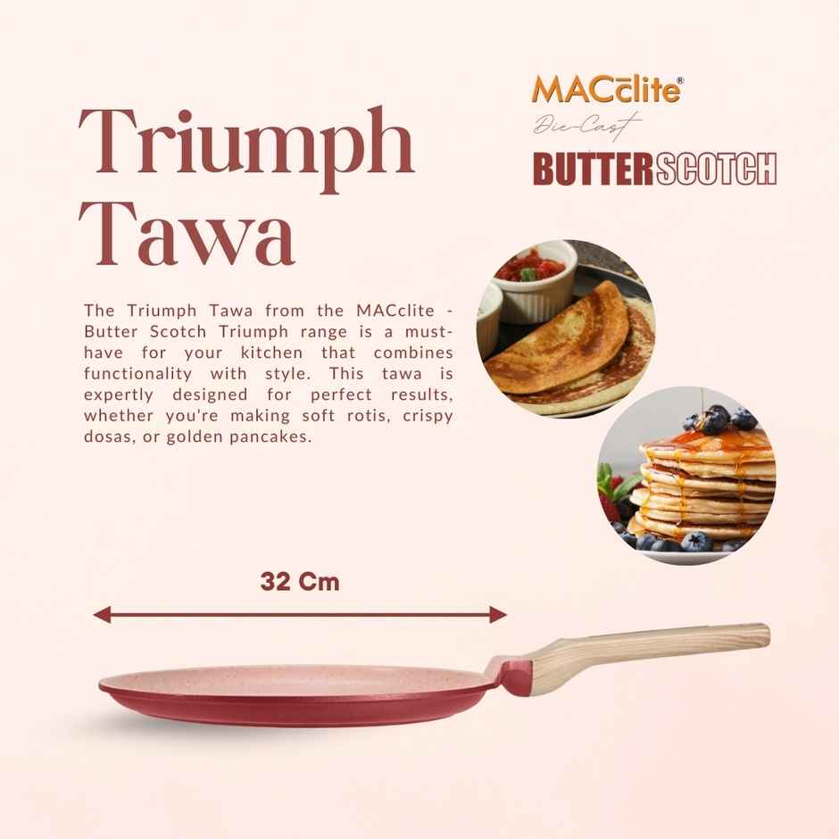Macclite Non-Stick PDC Granite+ Induction Base Butter Scotch Triumph Tawa 32 cm