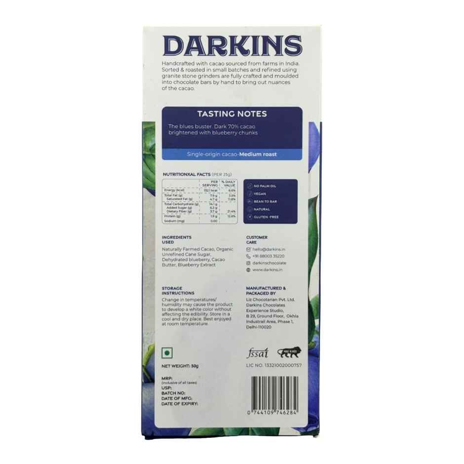 Darkins Indian Artisanal 70% Dark Blueberry Chocolate