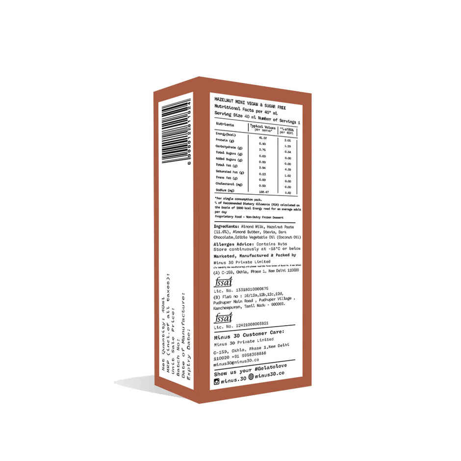 Minus Thirty Hazelnut Mini Ice Cream Stick | Vegan & Sugar Free