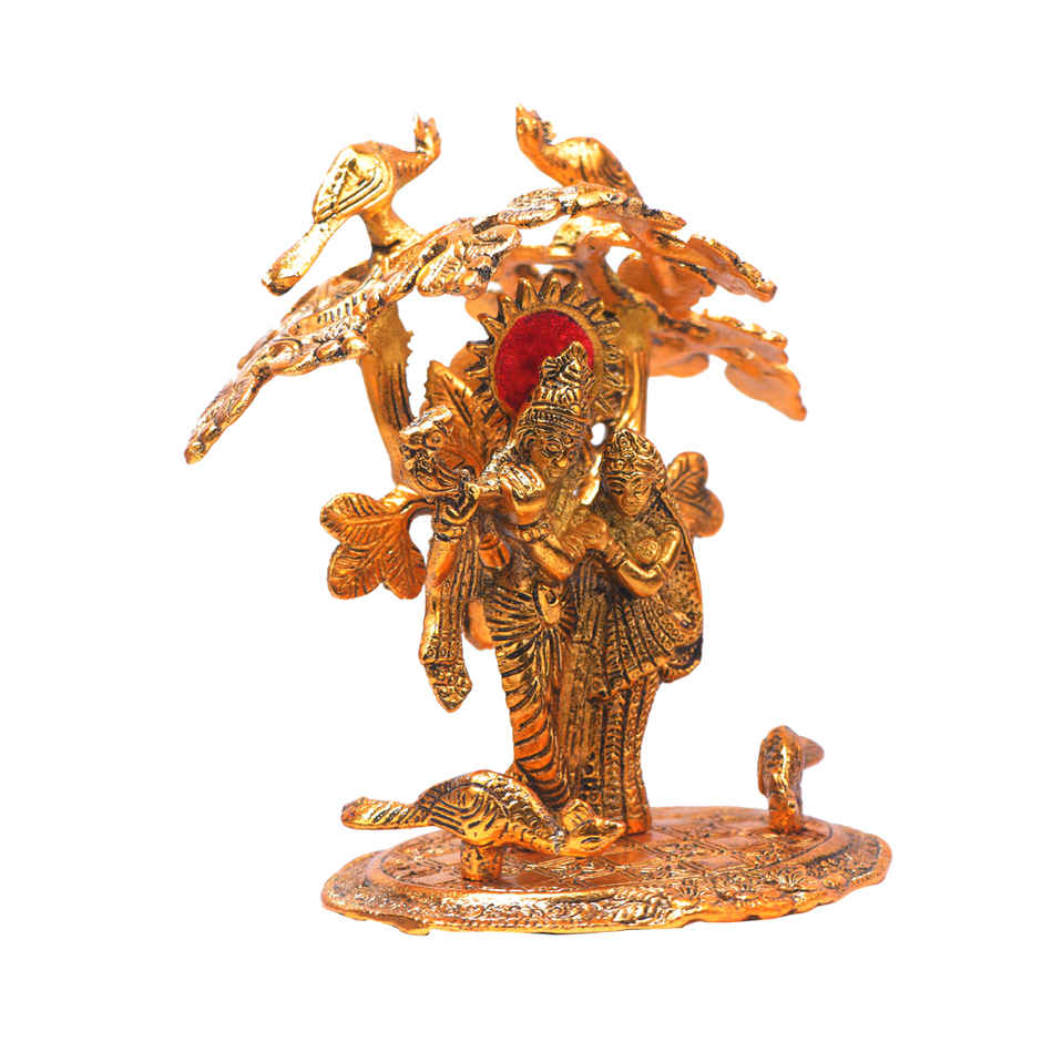 Radha Krishna Idol under Tree in Gold Polish | Devnidhi