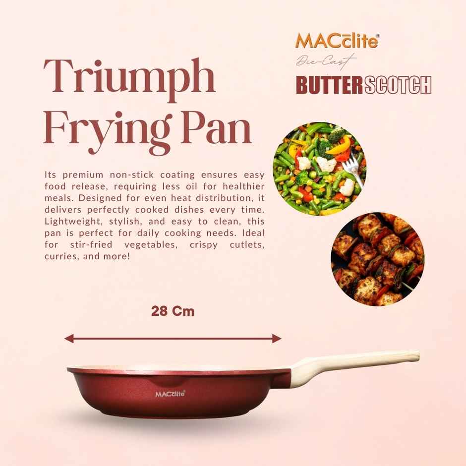 Macclite Non-Stick PDC Granite+ Induction Base Butter Scotch Triumph Frying Pan 28 cm