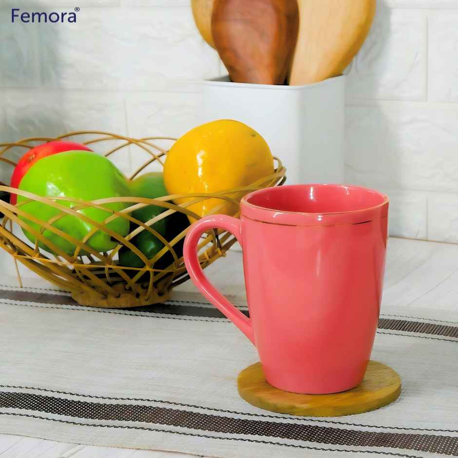 Femora Liquid Gold Line Coffee Mug Gift Set 1 Pc 320 ml (Pink)
