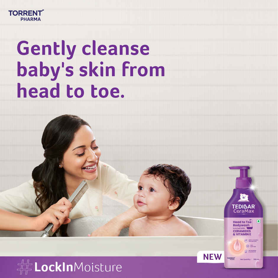 Tedibar Ceramax Head to Toe Gentle Cleansing Baby Body Wash | For Skin and Hair | Triple Ceramides, Allantoin and Vitamin E | Soap Free