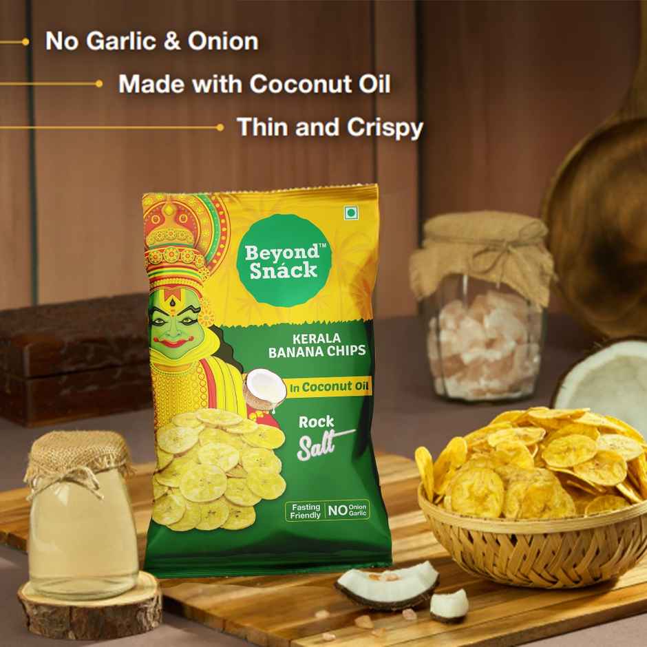 Beyond Snack Kerala Banana Chips - with Coconut Oil & Rock Salt Combo