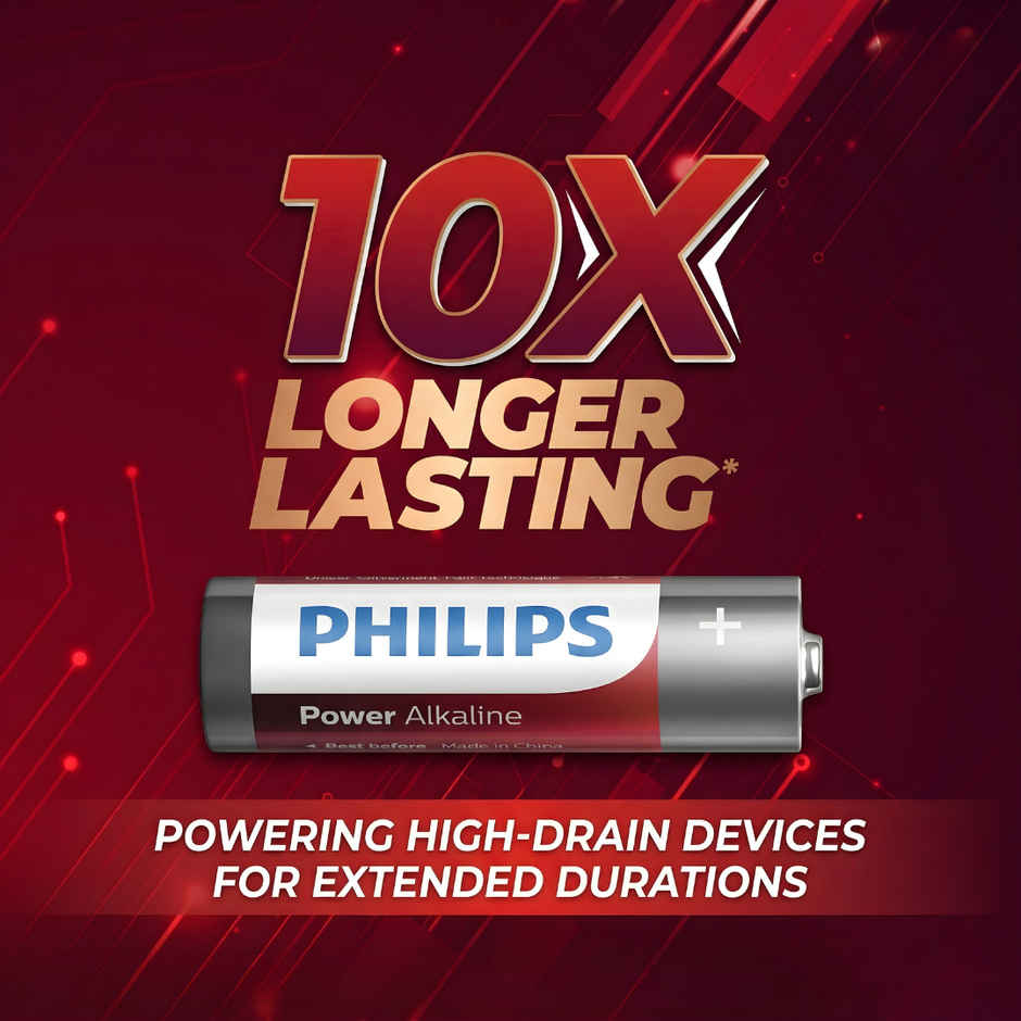 Philips LR6P4B/94 Power Alkaline AA Battery | 1.5V | Long Lasting | Leak Resistant 1.0 Piece