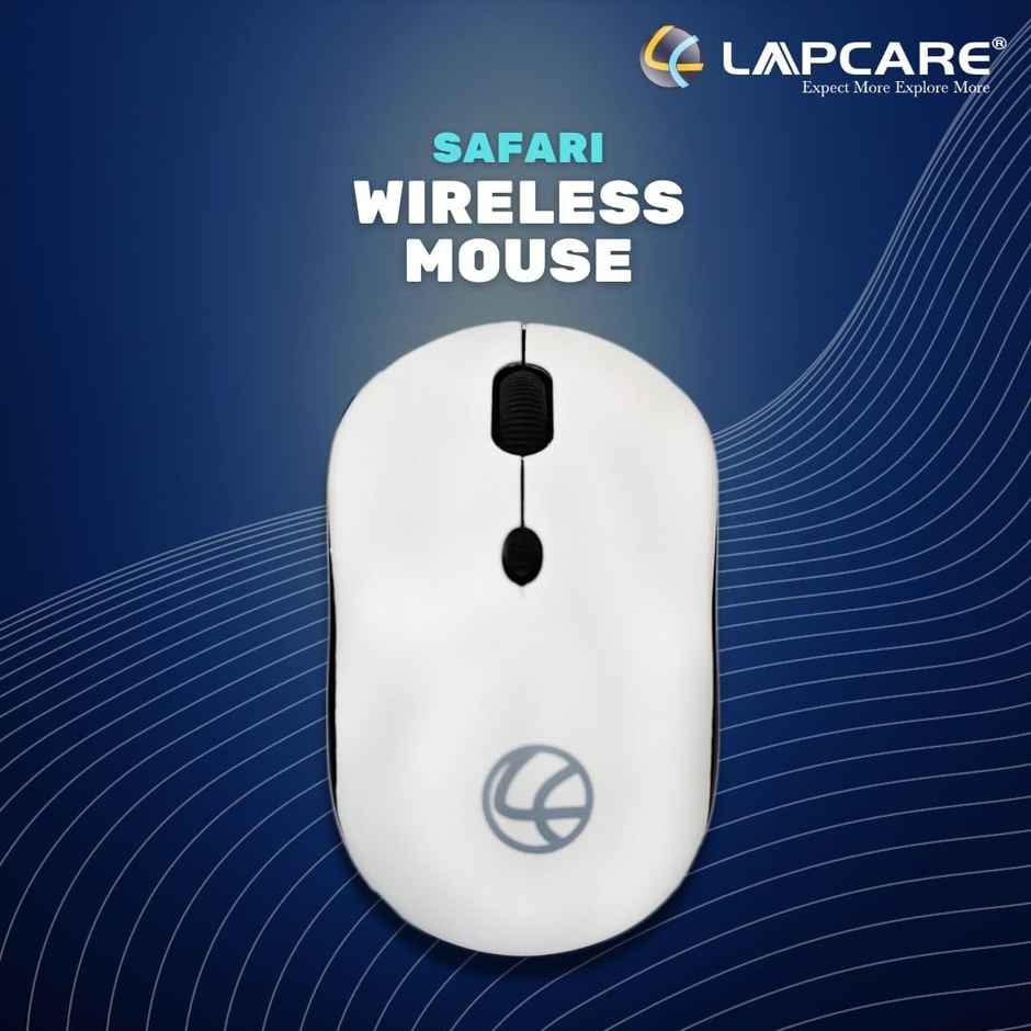 Lapcare Safari Wireless Optical Mouse Ind With 2.4 Ghz 1600 Dpi And Optical Sensor White