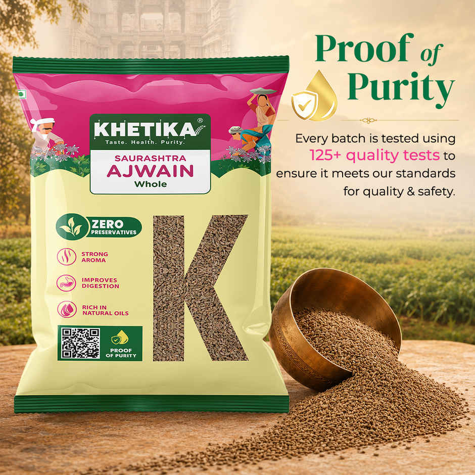 Khetika Saurashtra Ajwain Whole | Natural Oils | Strong Aroma | Zero Preservatives