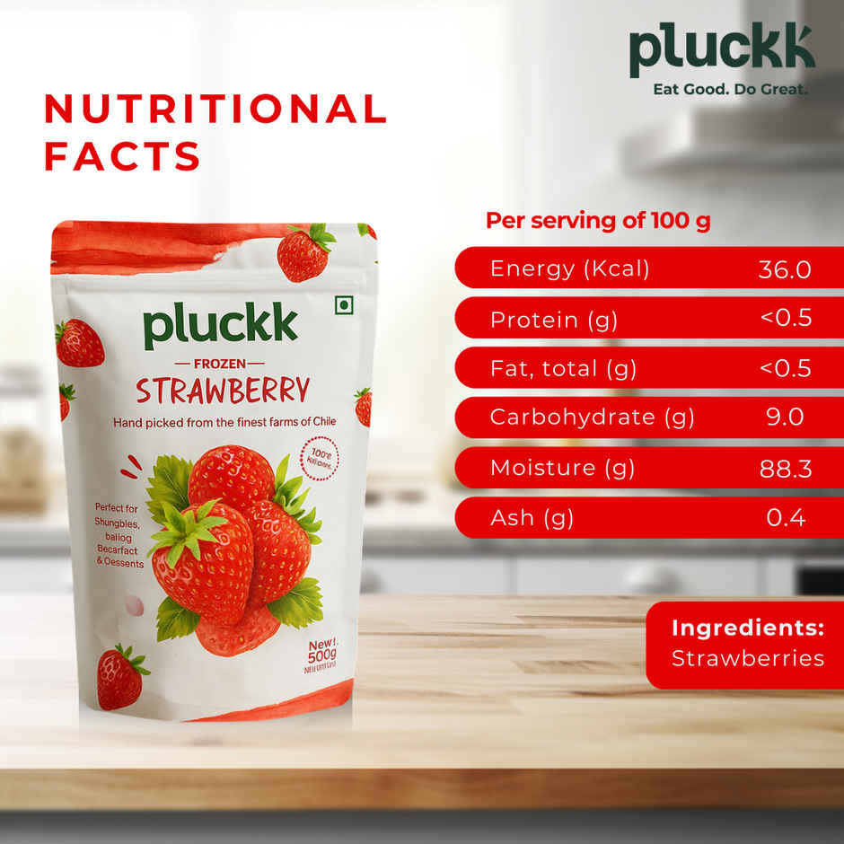 Pluckk Fresh Frozen Imported Strawberry Natural | Non Gmo | Rich In Vitamin C | Healthy Snack (200g) & Pluckk Fresh Frozen Imported Mixed Berries Natural | Non-Gmo | Rich In Antioxidants And Vitamin C (200g) Combo