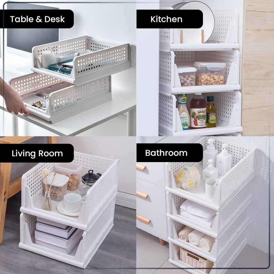 Cheston Stackable White Wardrobe Organizer