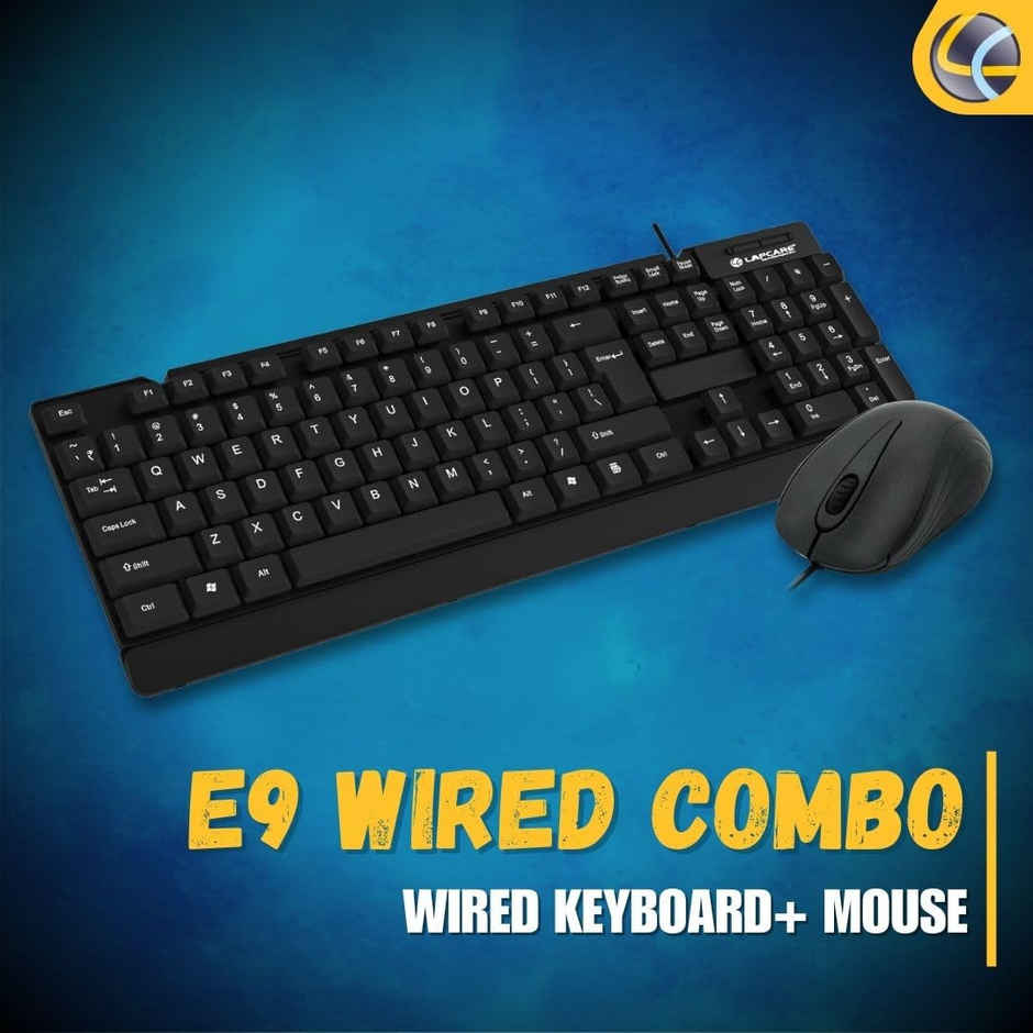 Lapcare E9 Wired Combo | Wired Keyboard and Mouse Set-Usb Ergonomic Design | Black