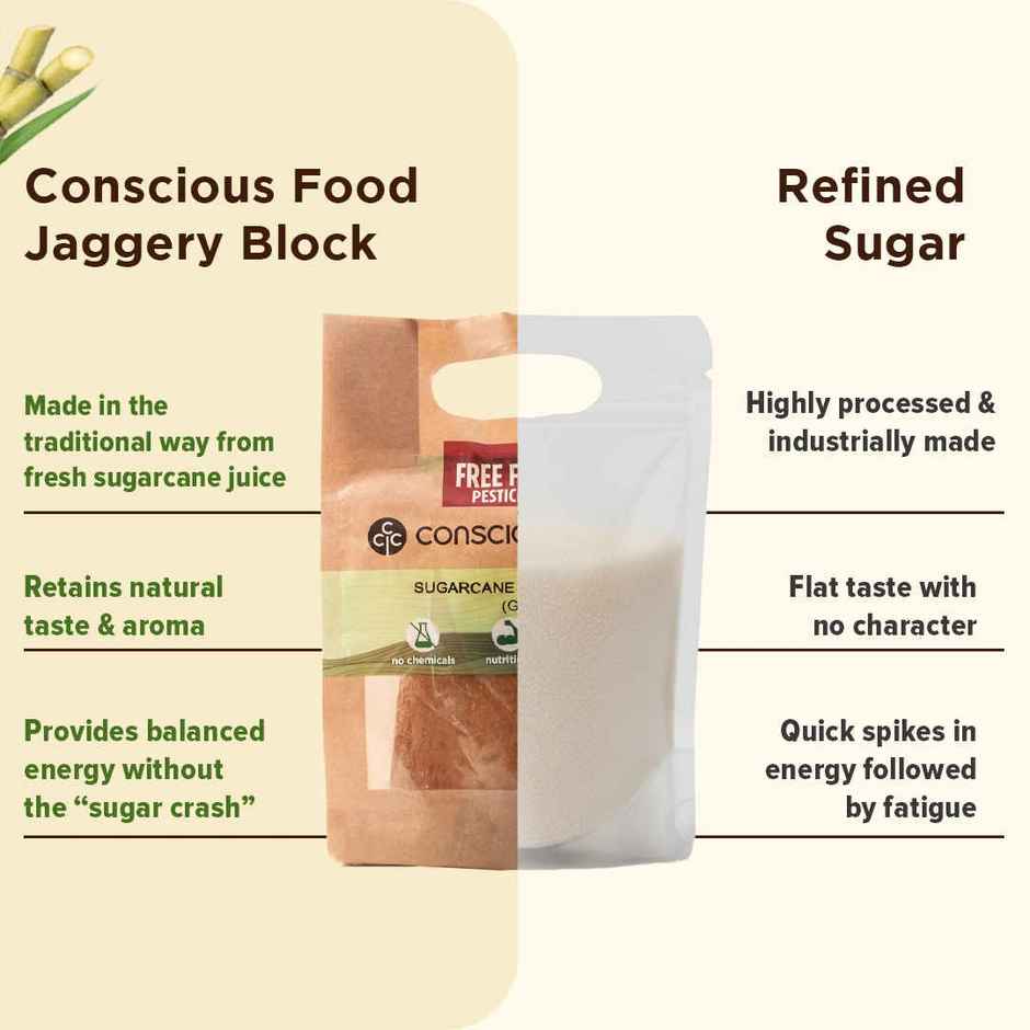 Conscious Food Sugarcane Jaggery | Gud | Natural