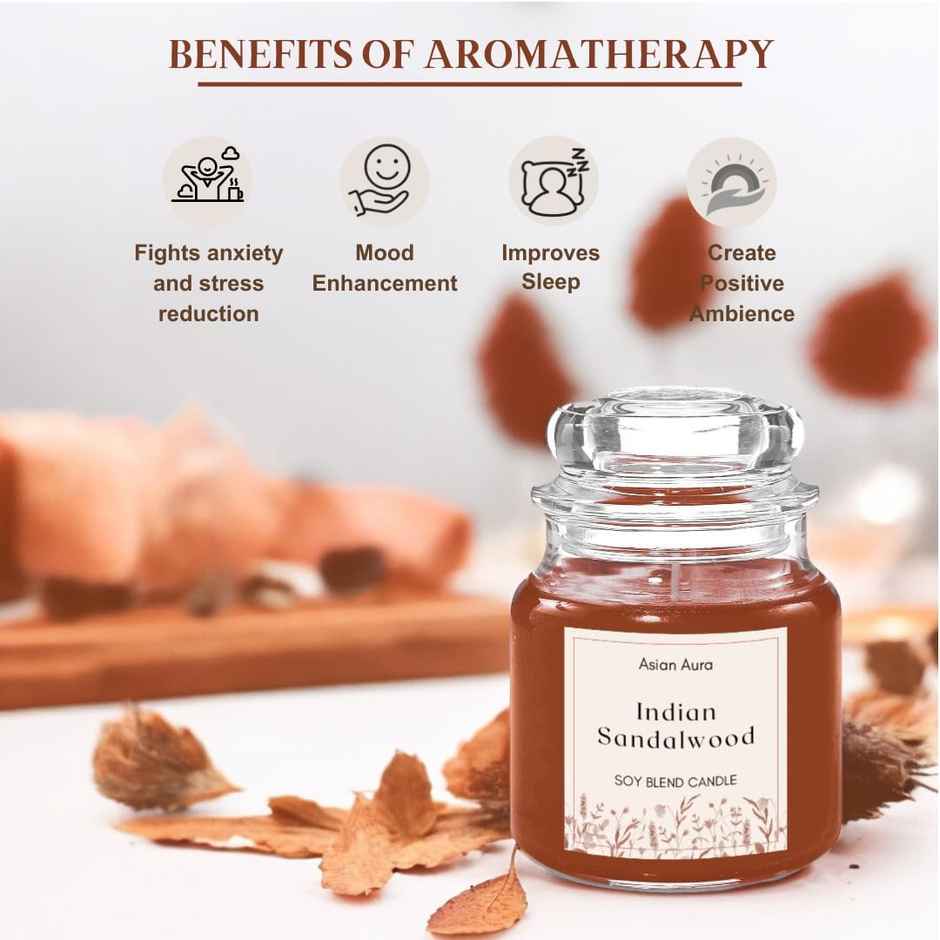 Scented Jar Candle | Indian Sandalwood | Fragranced 70G Wax | Asian Aura