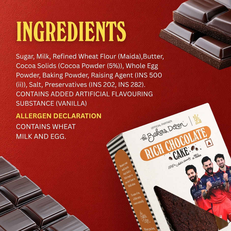 The Baker's Dozen Rich Chocolate Cake | Choco Cake | Bakery Delight | Made with Cocoa Powder