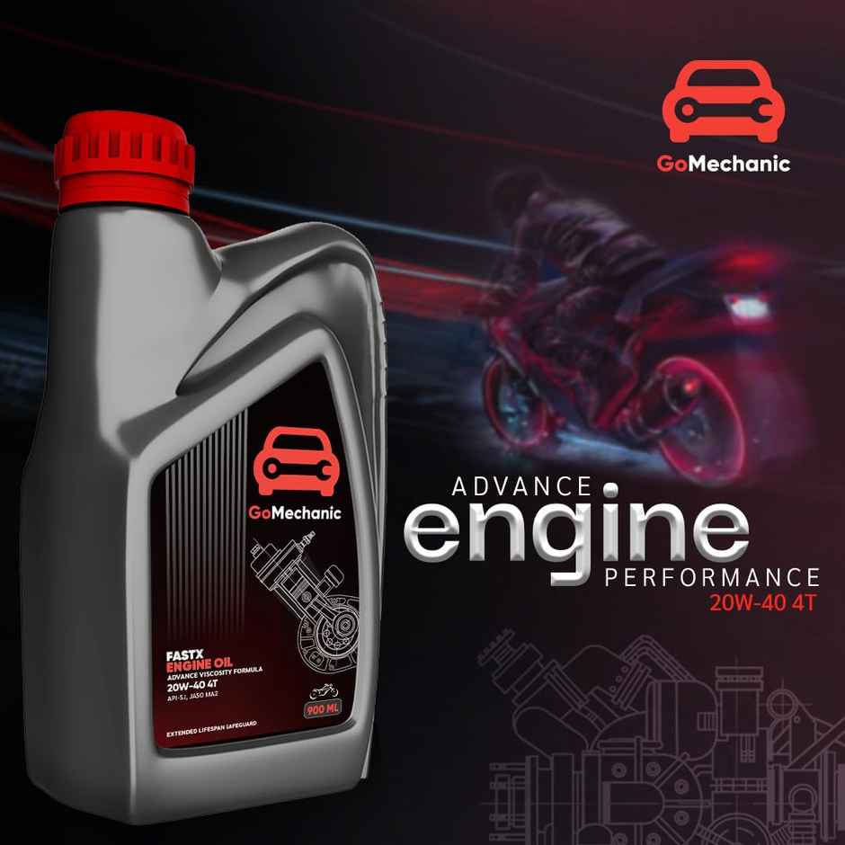 GoMechanic Engine Oil For Bike 900 ml - Premium Bike Oil Fastx 4T 20W 40 Api Sj Jaso Ma2