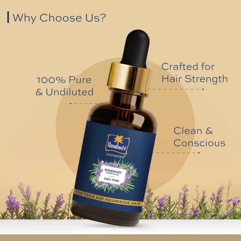 Parachute Advansed Rosemary Essential Oil | 100% Pure | for Thick & Voluminous Hair