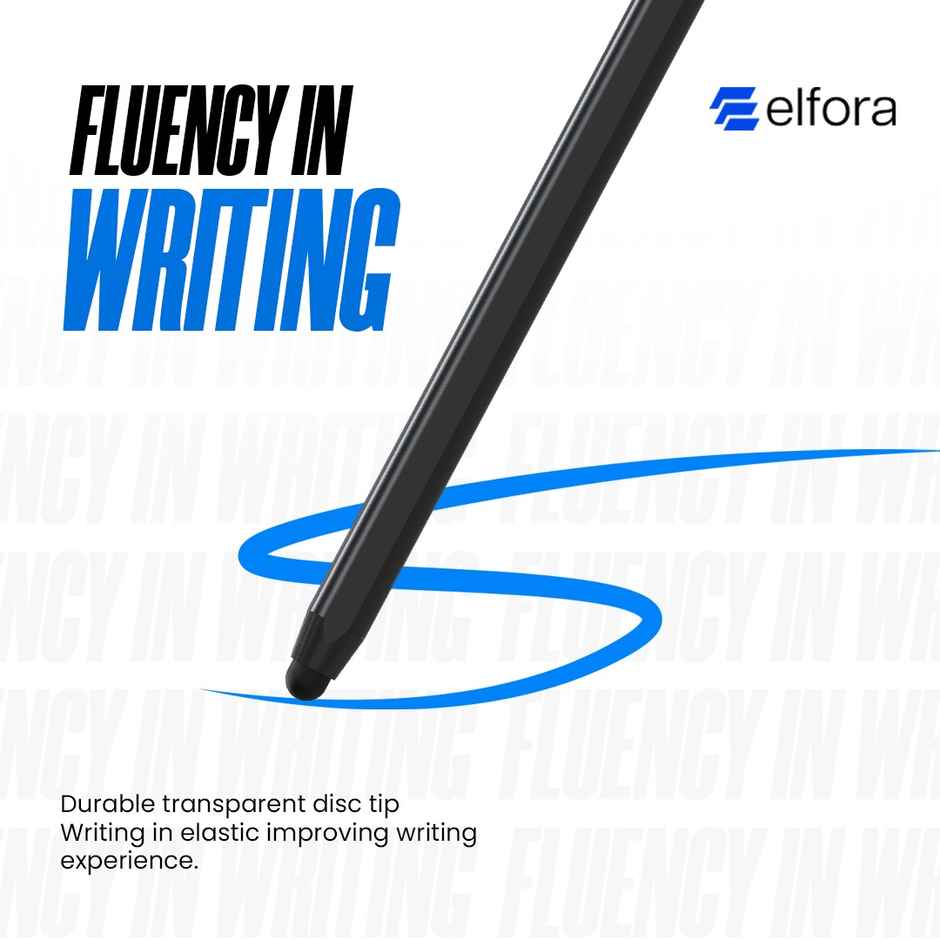 Elfora 2 in 1 Tablet Stylus Pen for All Touch Screens Devices | Fine Point Disc Tip | Black