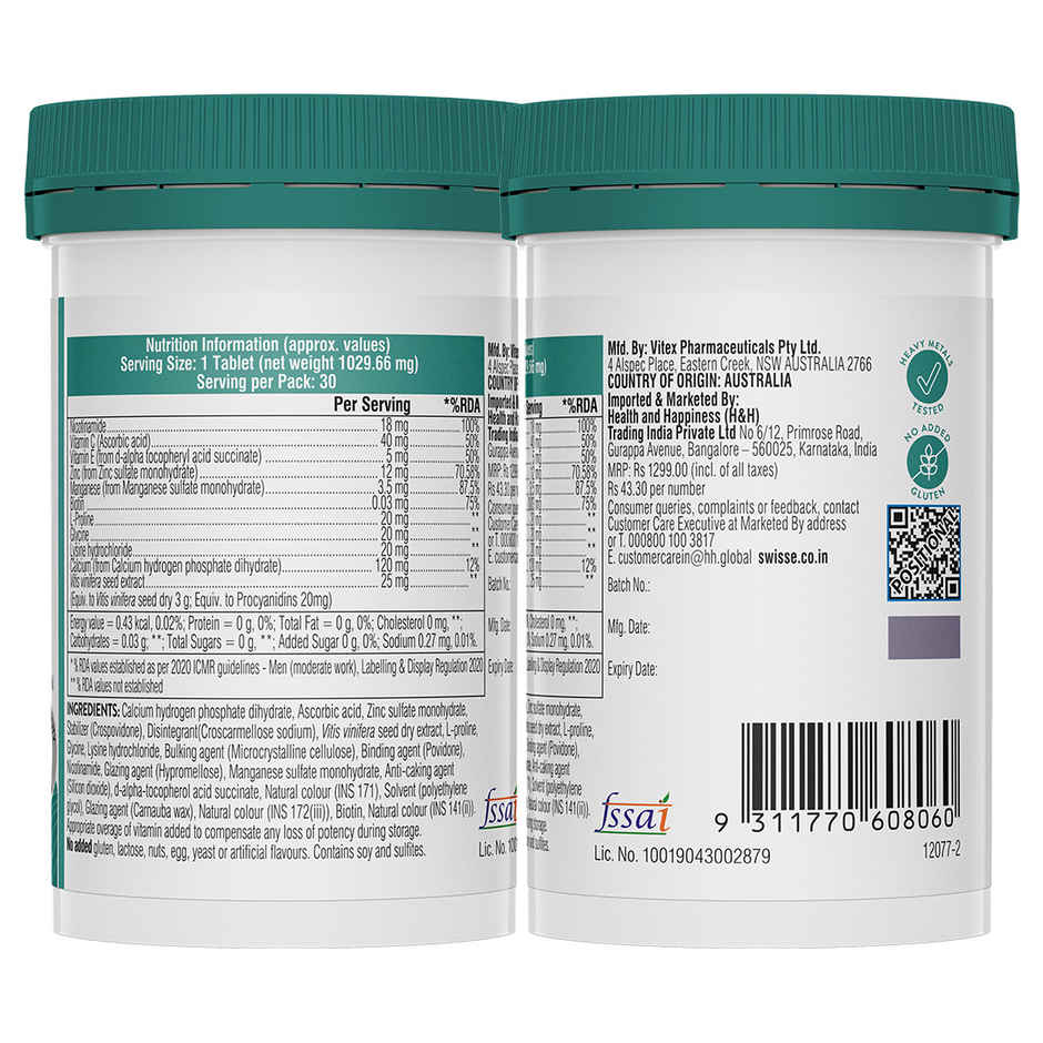Swisse Vegan Collagen Builder with Biotin and Vitamin C Vegan Certified