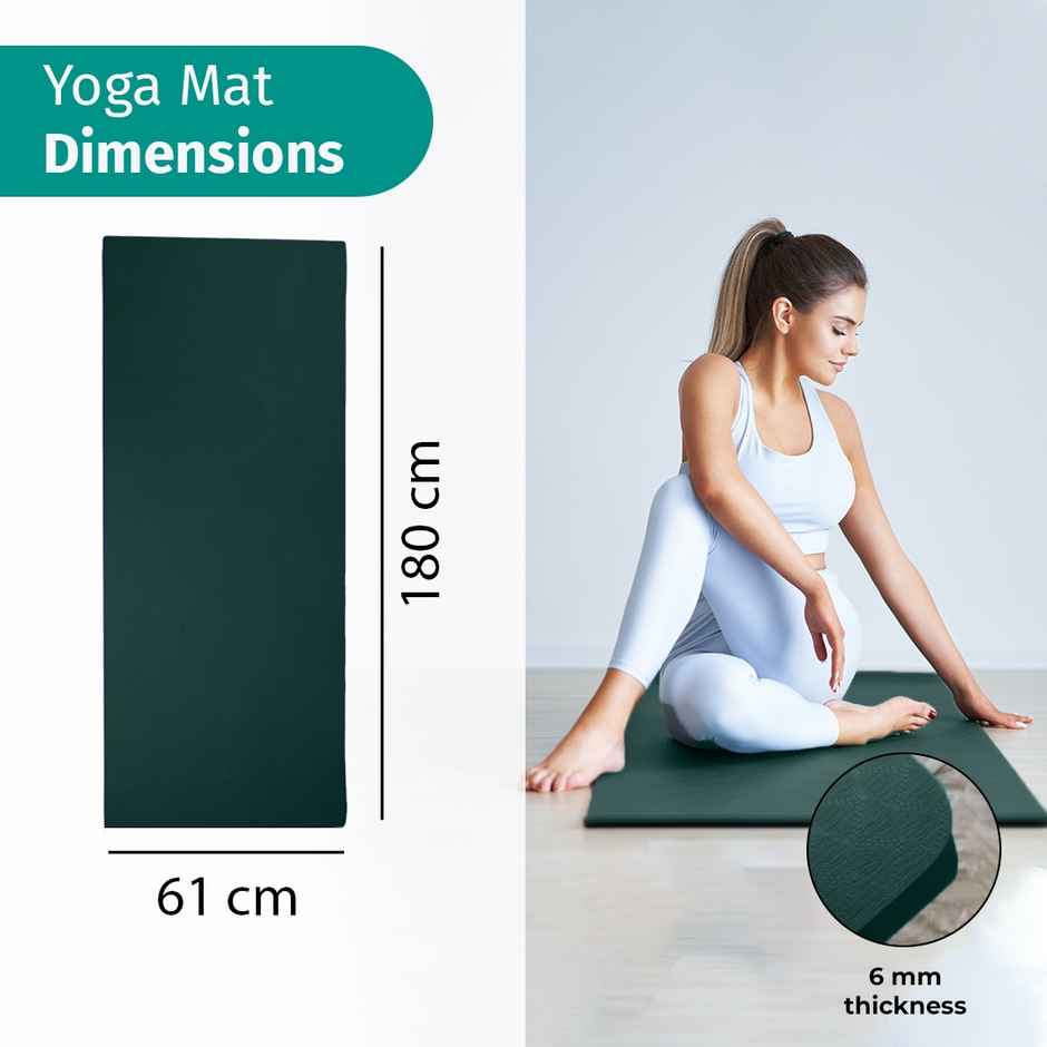Yogarise 6mm Yoga Mat with Bag & Strap, Bottle Green