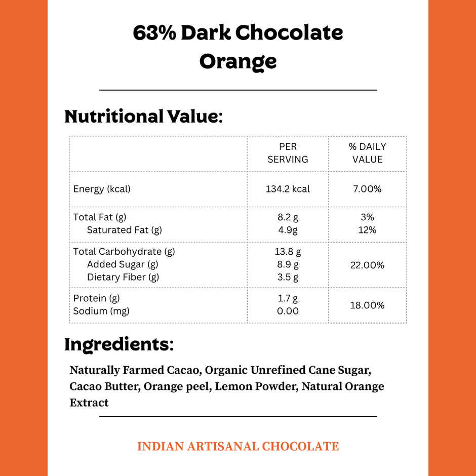 Darkins Indian Artisanal 63% Dark Orange Chocolate