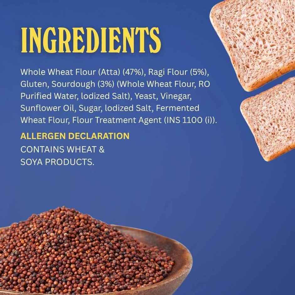 The Baker's Dozen Zero Maida Ragi Bread | Atta Bread (Not Brown) | Sandwich Bread | Healthy Bread