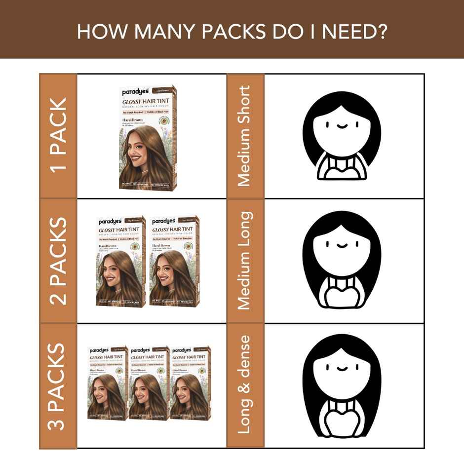 Paradyes No Bleach Hazel Brown Glossy Hair Tint, Ammonia-Free Formula - 5 Light Brown