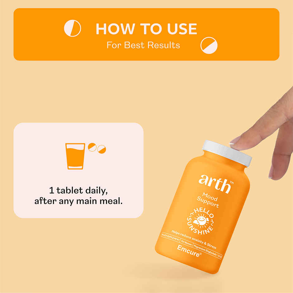 Arth By Emcure Magnesium Supplement | Magnesium Bisglycinate + Vit D2 | Stress & Mood Support