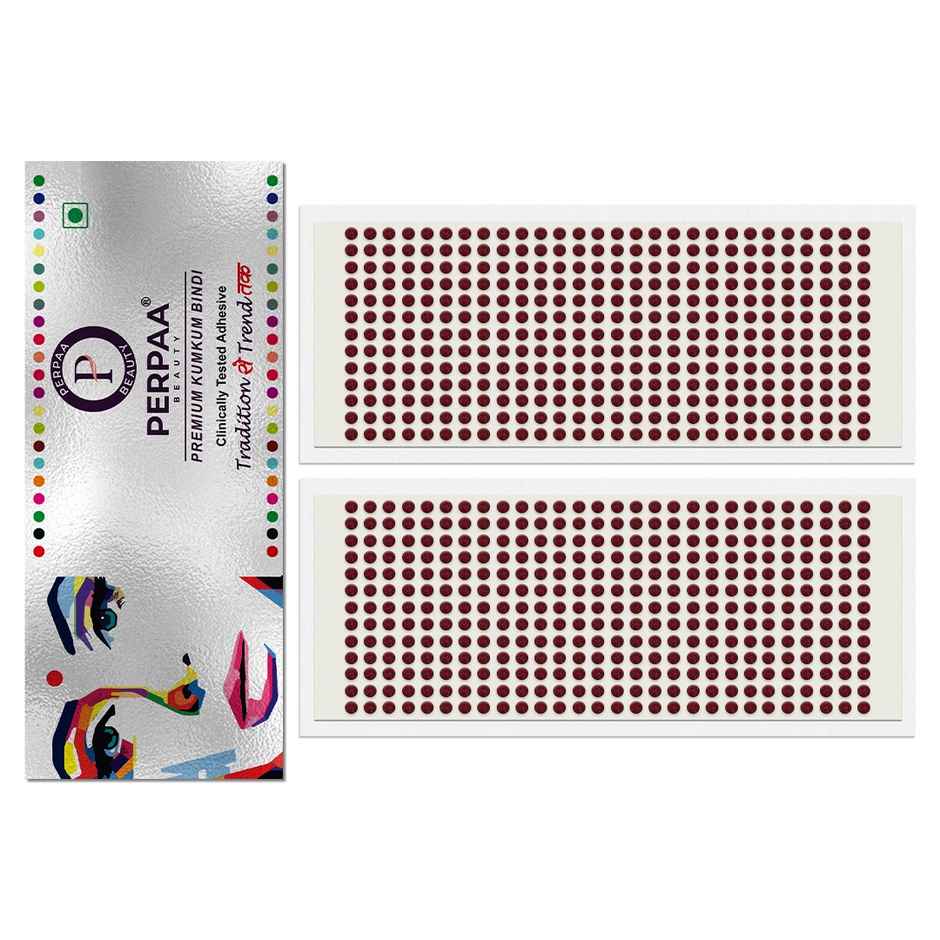 PERPAA Bindi Dark Maroon & Black | 2 Flaps |Size -10 Diameter 13 mm| Round Kumkum Bindi for women