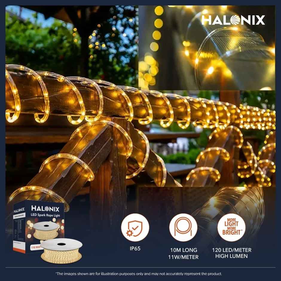 Halonix 11W Spark Waterproof Yellow Rope Light | Yellow | 10 m
