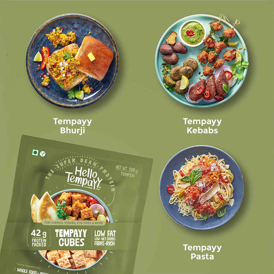 Hello Tempayy 42g Protein Natural Tempeh Cubes - Low Fat & High Fibre