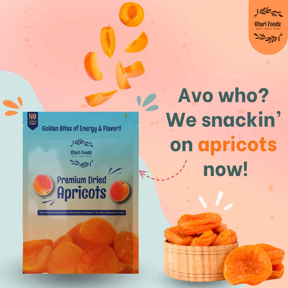 Khari Foods Premium Apricot Dried | Seedless Khumani | Dry Fruit Snack | No Added Sugar