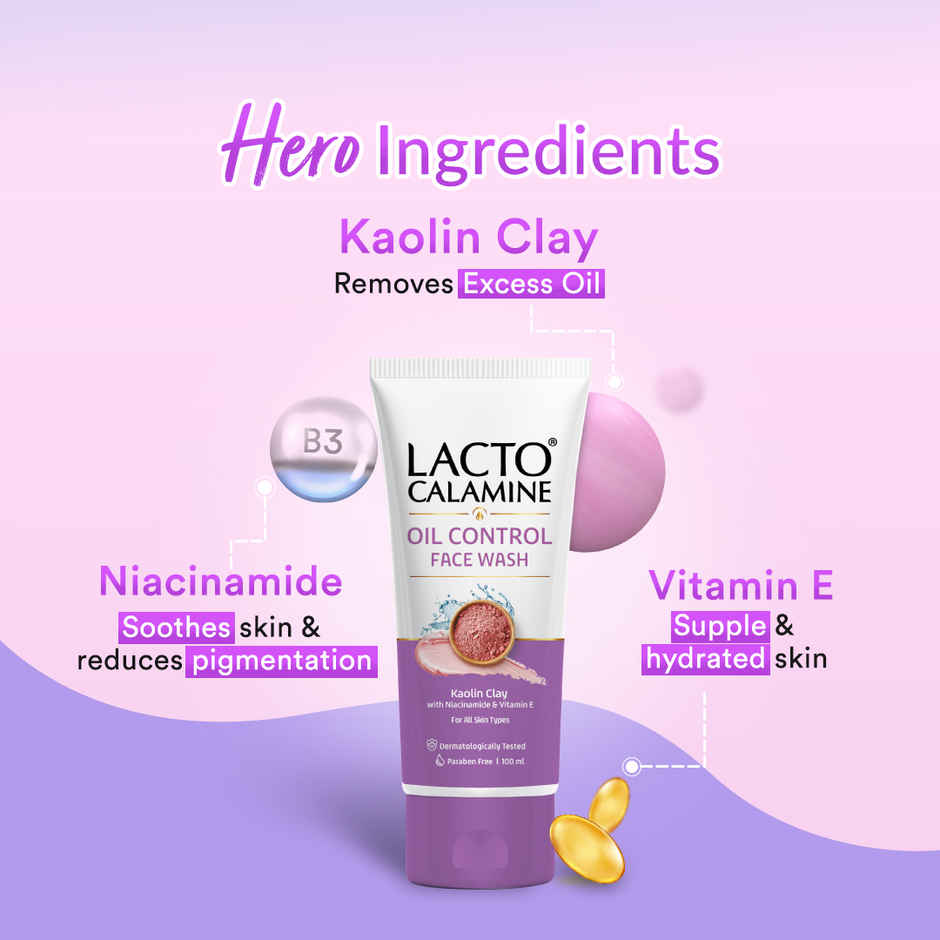 Lacto Calamine Facewash With Kaolin Clay And Niacinamide For Oily Skin