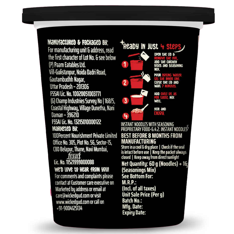 Wickedgud 3X Chilli Chicken Korean Instant Cup Noodles