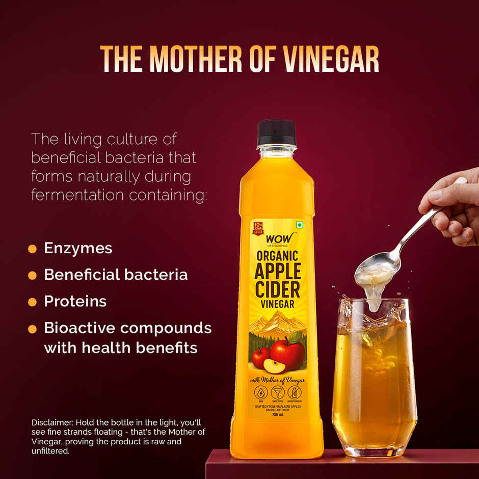 Wow Life Science Organic Apple Cider Vinegar with Mother Vinegar