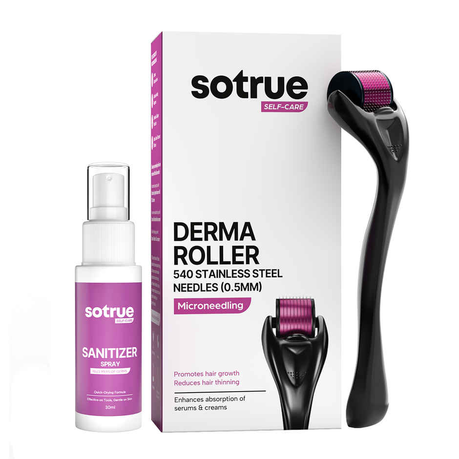Sotrue Derma Roller 0.5 mm with 540 Stainless Steel Needles | Free Sanitizer 30ml