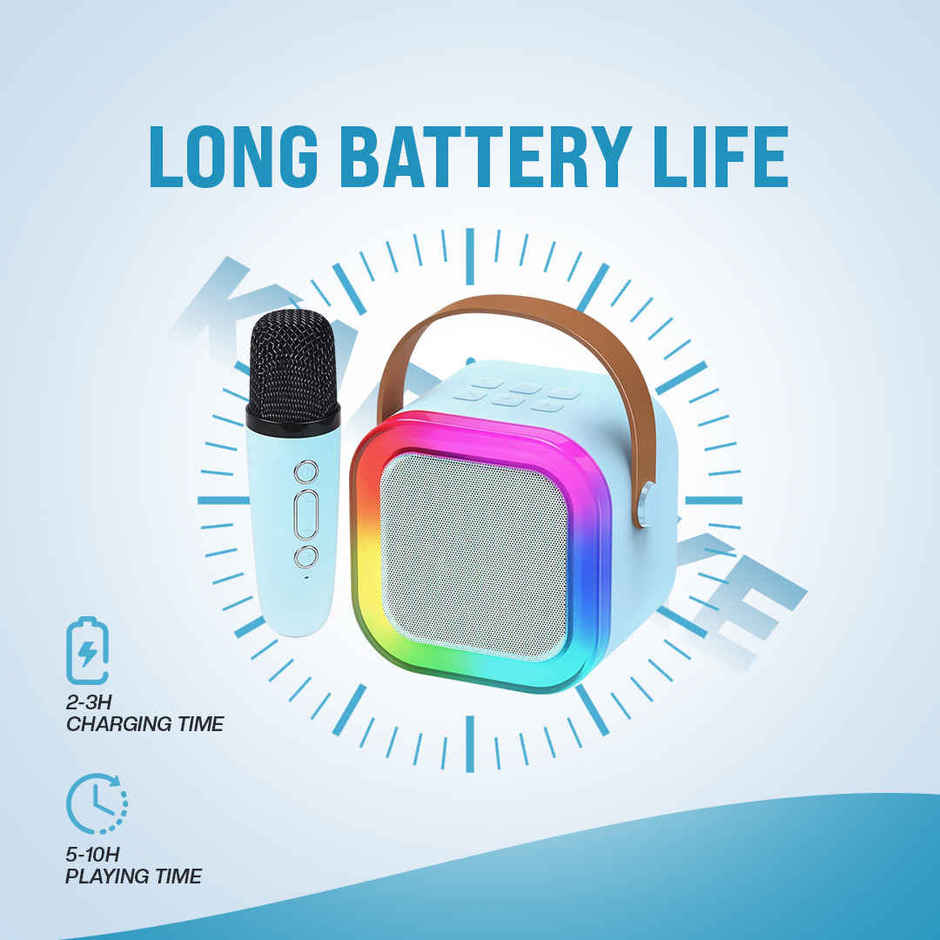 Kidsmate Mini Karaoke Machine with Wireless Mic for Kids | Blue