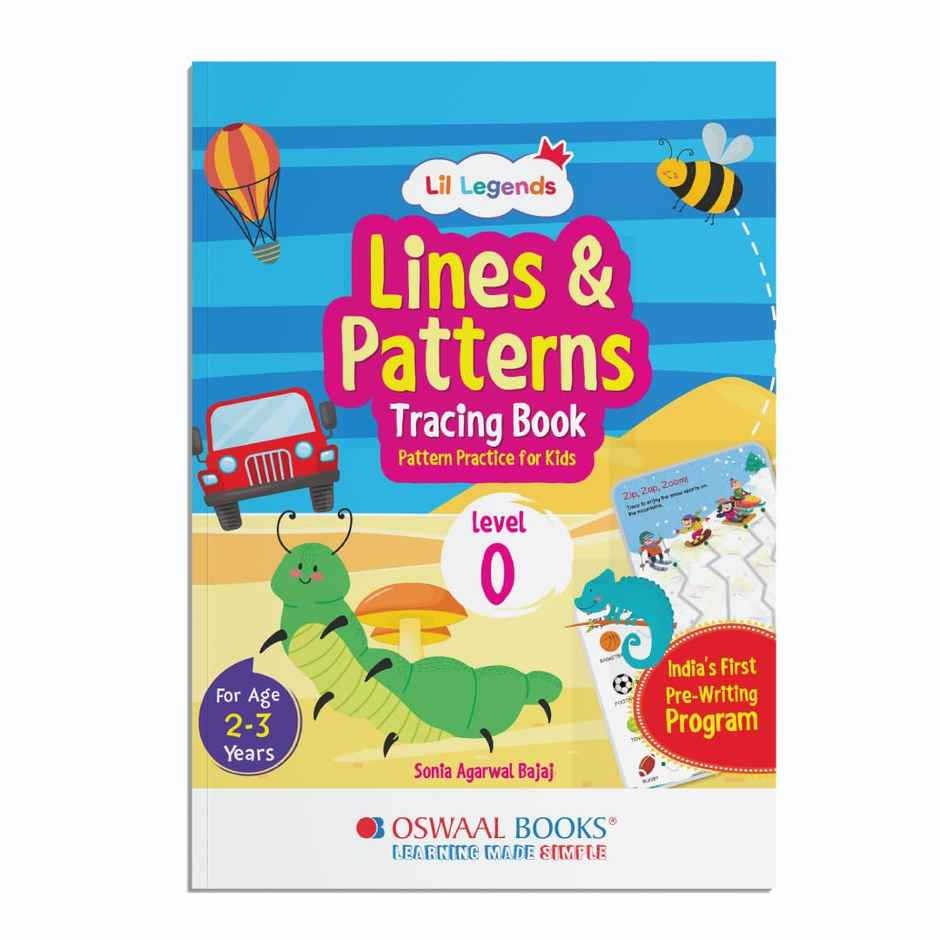 Oswaal Books Lil Legends Lines and Patterns Tracing Book | Level-0 | Age - 2 To 3 Years