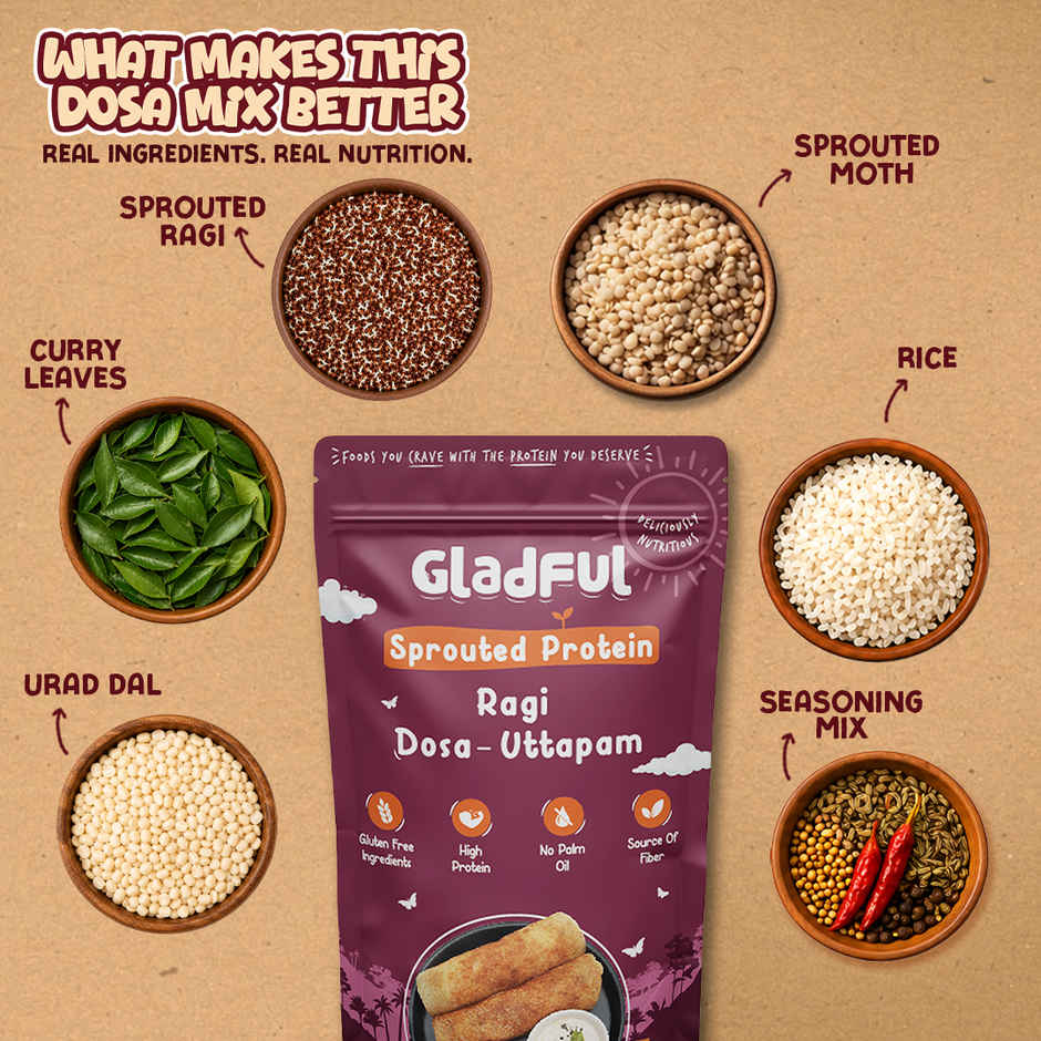 Gladful Sprouted Ragi Dosa