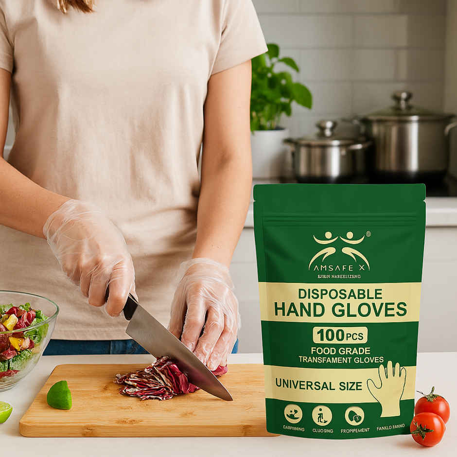 AM SAFE-X Transparent Disposable Gloves Food Grade