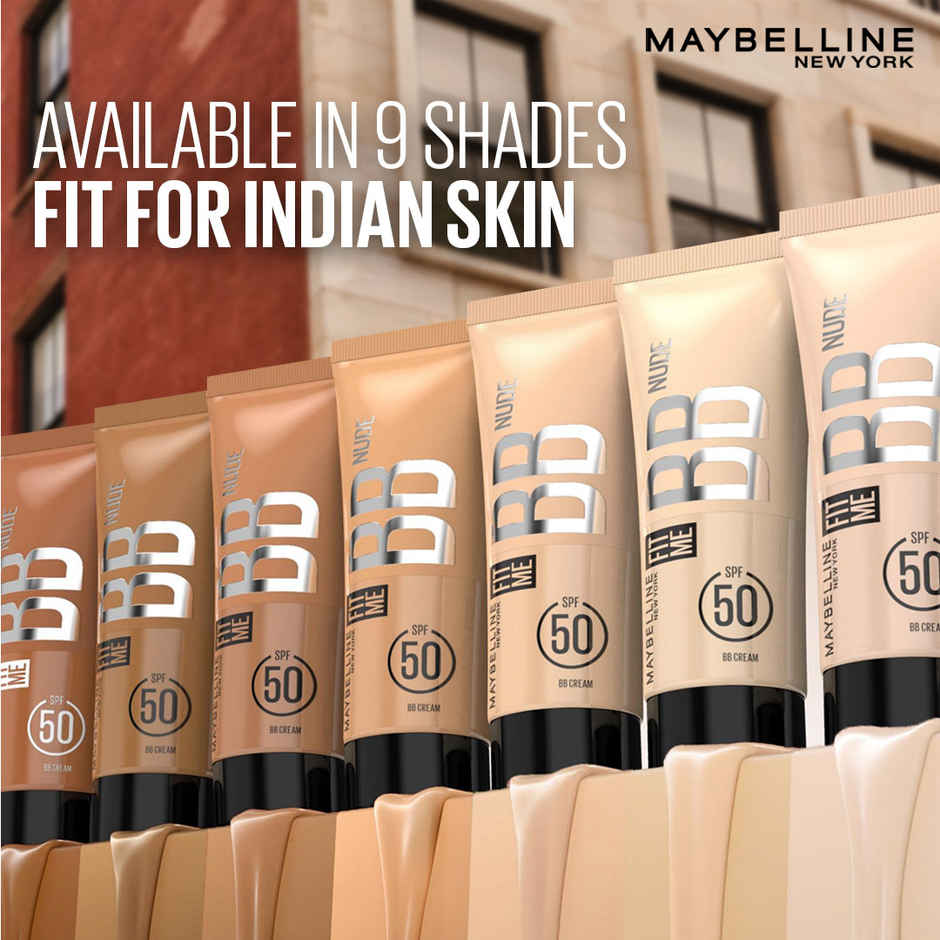 Maybelline Fit Me BB Nude Glow BB Cream, SPF 50 + 24H Hydration - 45