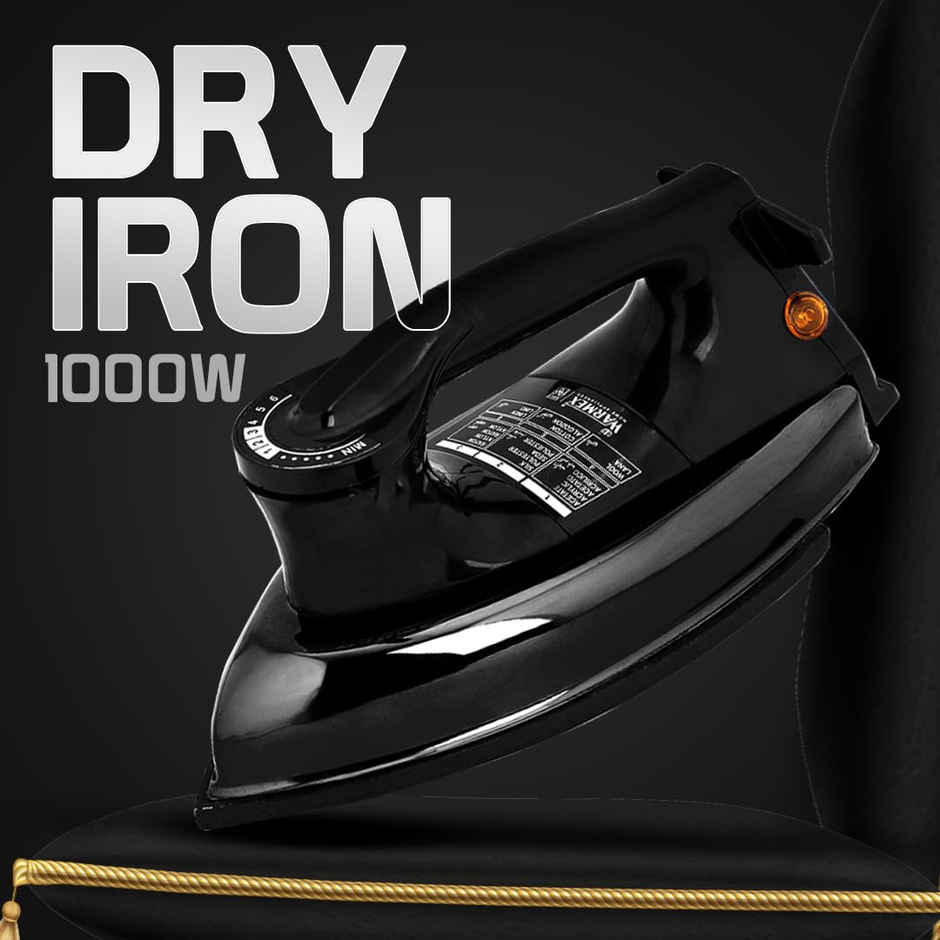 Warmex 1000 Watts Black Colour Electric Heavy Weight Dry Iron | Wcdi-999 | 1.45Kg Black