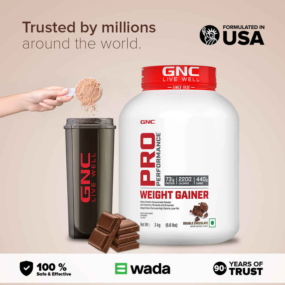 Gnc Pro Performance Weight Gainer & Black Shaker Combo Double Chocolate