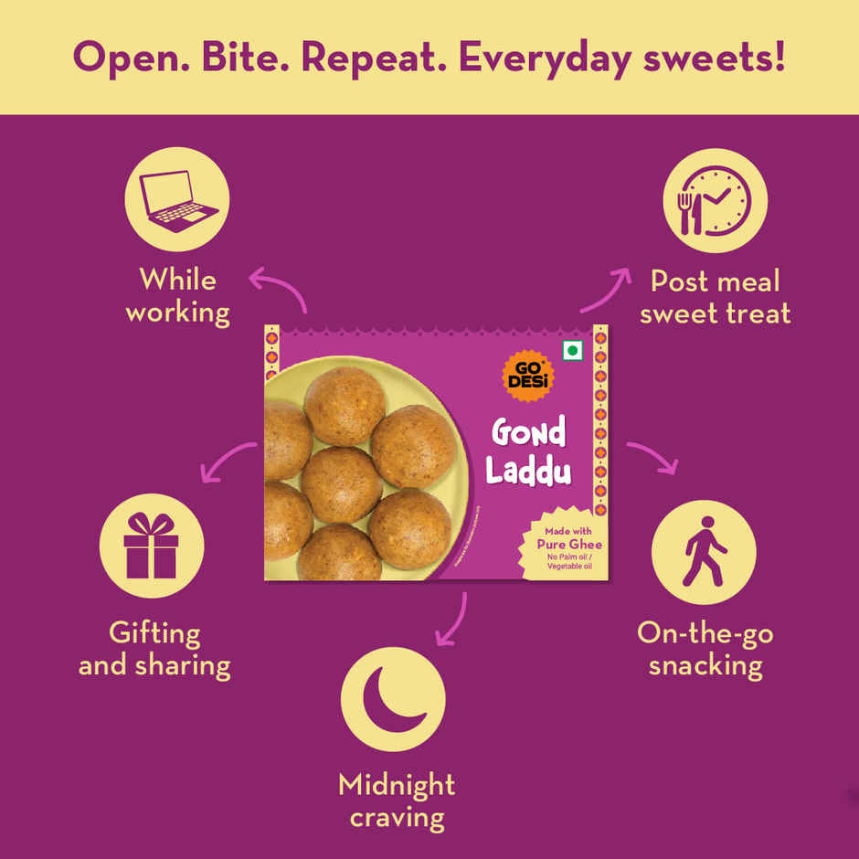 Atta Gond Ghee Laddu By GO DESi