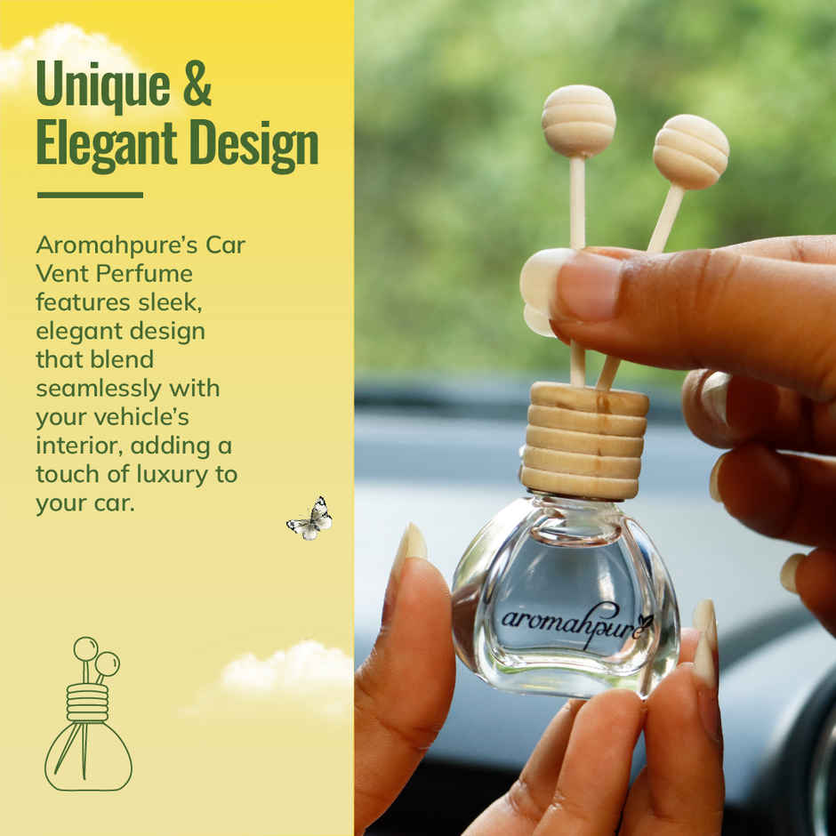 Aromahpure Car Perfume Vent Clip with Reed Stick | Lemon Fragrance | Last upto 30 days - Pack Of 2