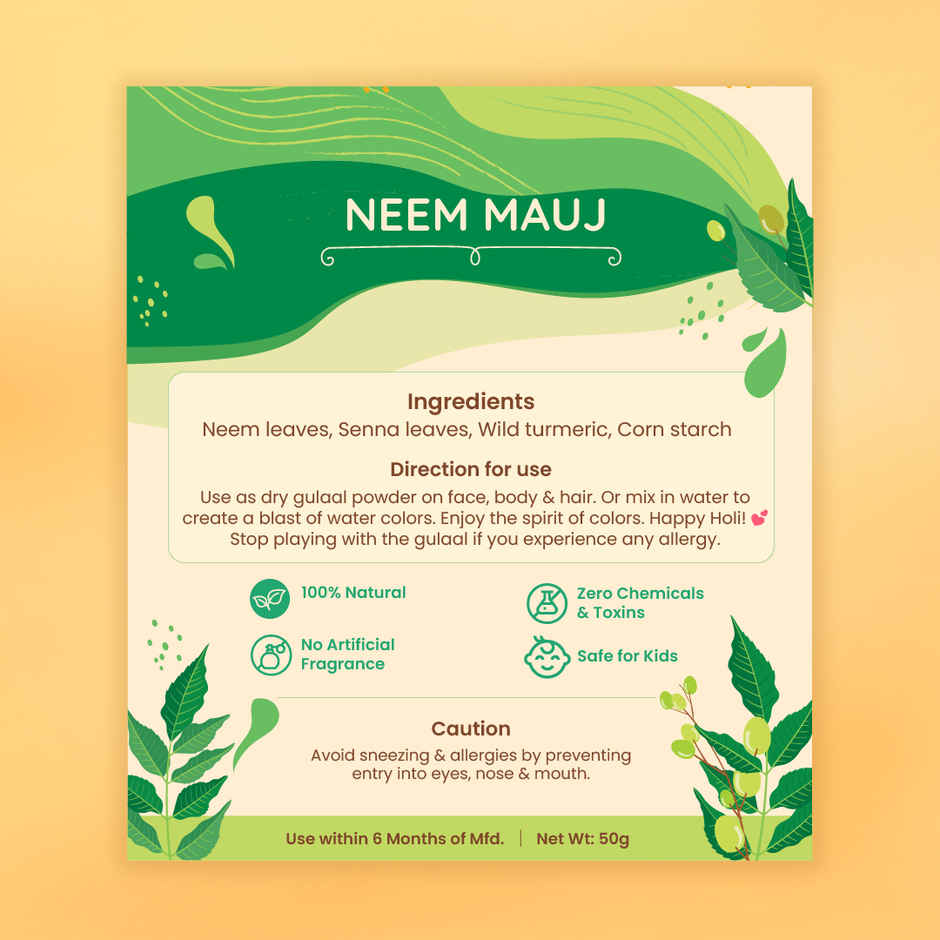 Nat Habit Natural Organic Holi Color Gulal | Green | Neem Mauj
