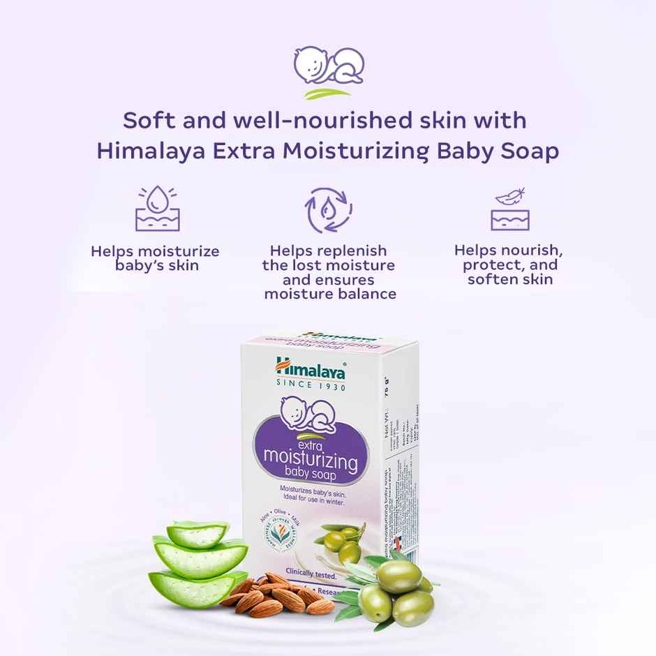 Himalaya Extra Moisturizing Baby Soap for Dry Skin | B3G1 FREE| Helps Lock Moisture