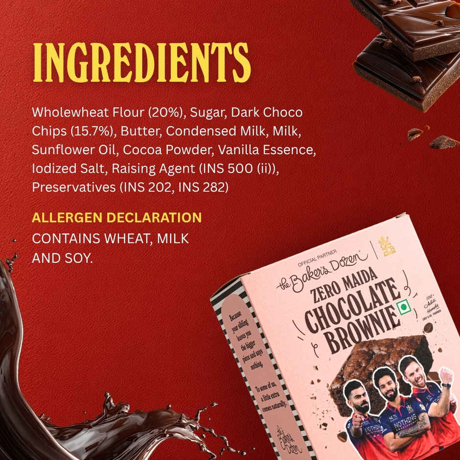 The Baker's Dozen Zero Maida Chocolate Brownie | Veg Brownie cake | Dessert | Made with Cocoa Powder