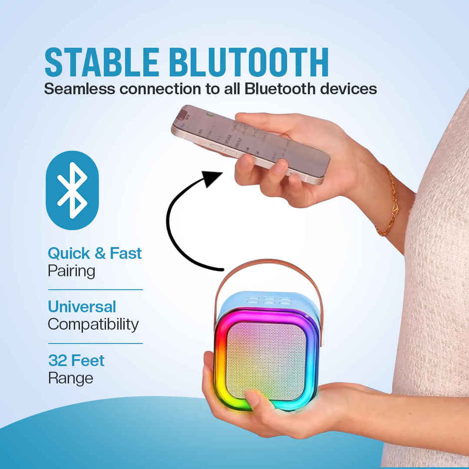 Kidsmate Mini Karaoke Machine with Wireless Mic for Kids | Blue